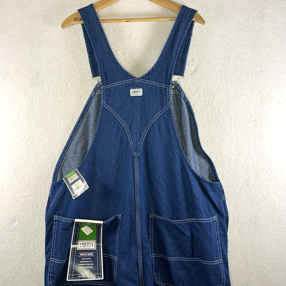 Liberty Mens 40x32 Bib Overalls Blue Rigid Denim Carpenter Cotton Workwear Farm - Picture 4 of 8